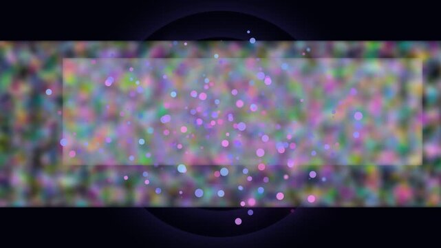 Colorful abstract bokeh particles and rotating geometric bars