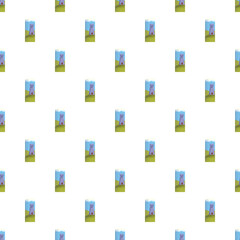 Obraz premium Cartoon tower with a measurement scale creating a repeating background pattern