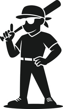Silhouette of a cool baseball player with a bat over his shoulder