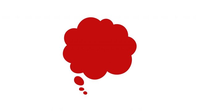 Bright red cloud shape speech bubble comic book style illustration on a transparent background. Suitable for adding text in presentations, social media posts, or graphic designs.
