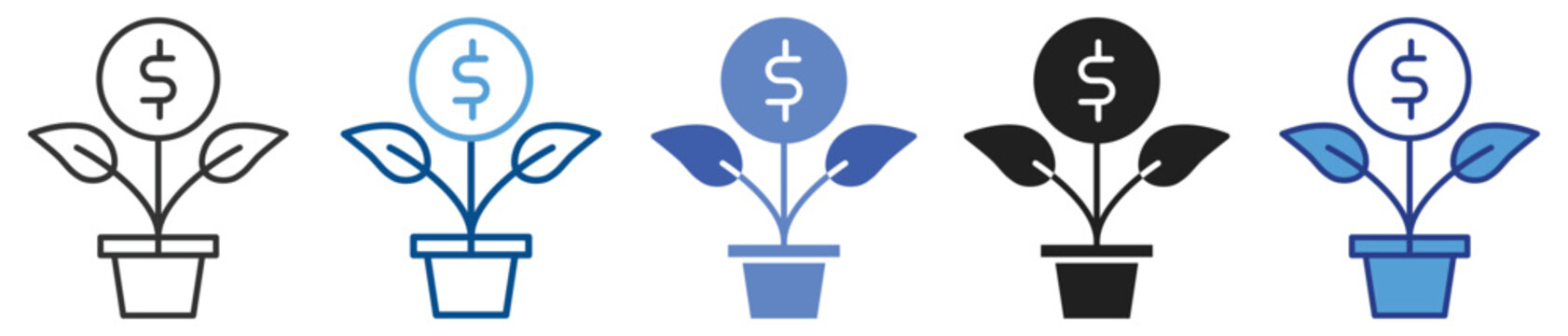 Revenue icon set multiple style collection