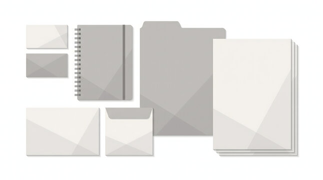 Minimalist flat design digital tablet and smartphone mockups on light gray background