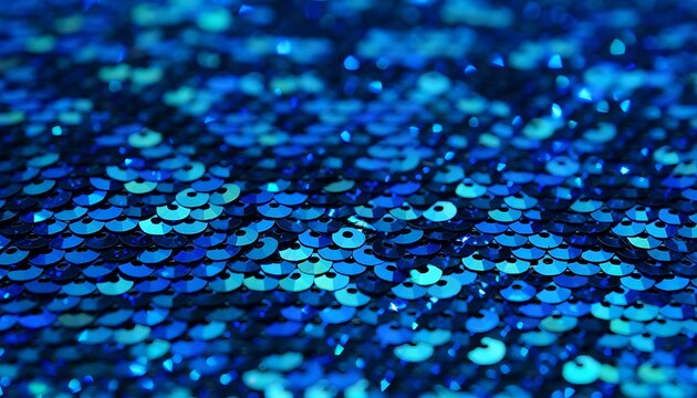 Abstract background of shiny blue sequins.