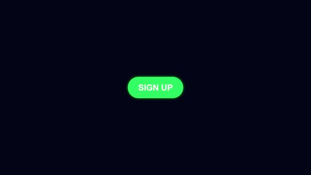 Green button with sign up text on dark background as digital interface element for web design.