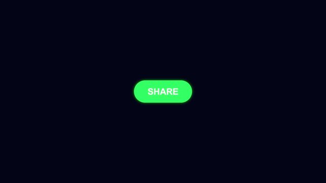 Green share button animation on dark background for social media marketing and digital interface.
