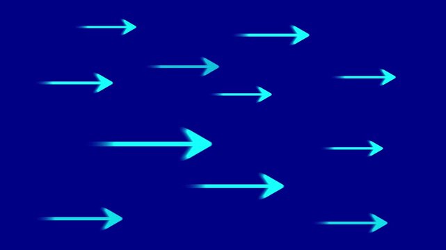 Abstract motion design featuring multiple blue arrows moving horizontally across dark backdrop.