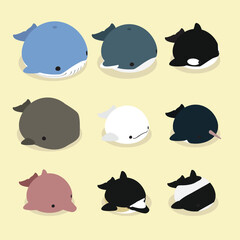 Meringue Whale Dolphin Set Cute Cartoon Dessert Collection © bullet_chained