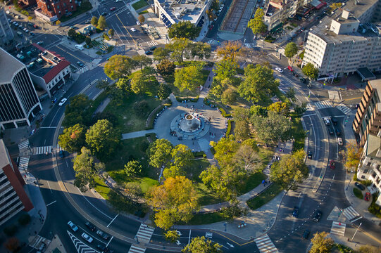 USA, Washington, D.C., Aerial photograph of Dupont Circle