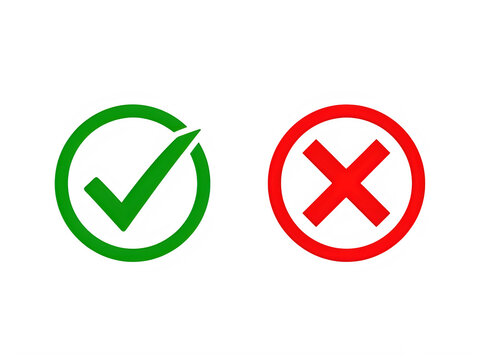 Green check mark and red cross icons symbolizing approval and rejection