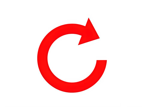 Bold red circular arrow icon indicating refresh or repeat action