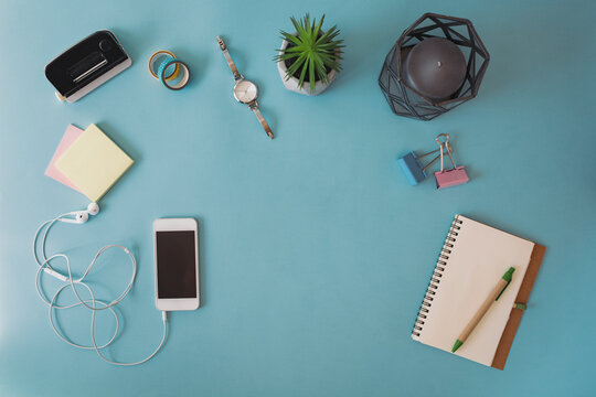 Business desk from above