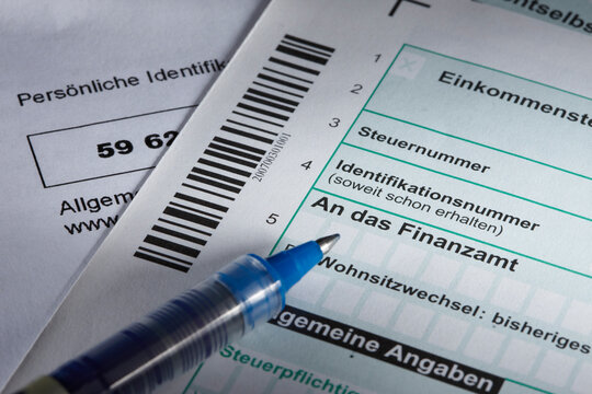 German tax return form, close-up