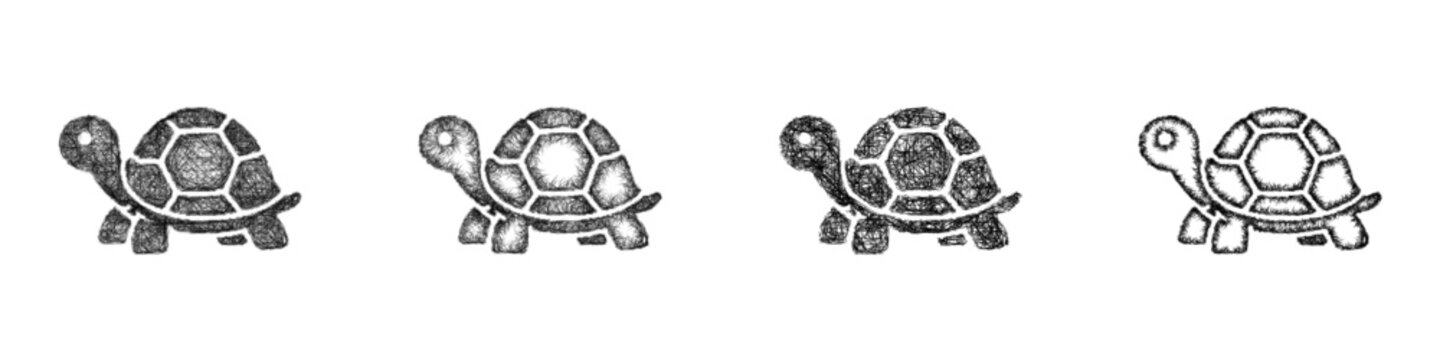 Sketch black and white turtle icon design set