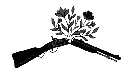 Rifle with flowers growing out. © Klip