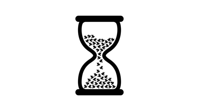 Hourglass with sand timer symbol.