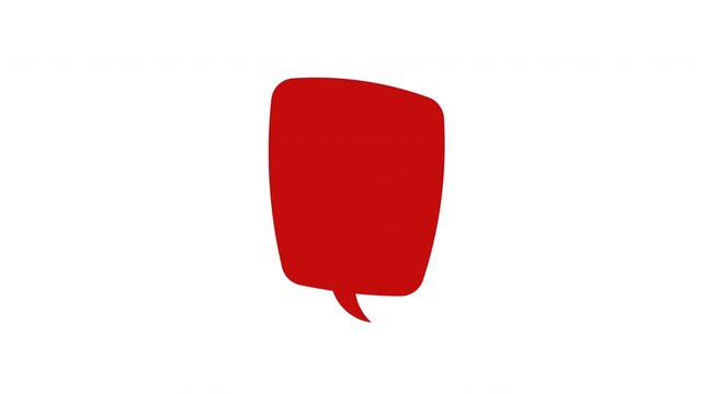 Red speech bubble graphic for communication designs on a transparent background. Suitable for presentations, social media, websites, advertising, and messaging apps.