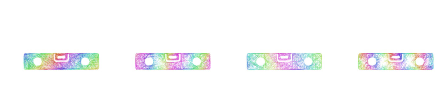 Multicolored sketch spirit level icon design set