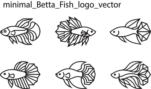 Six Minimalist Betta Fish Logo Vector Icons siamese fighting fish aquatic