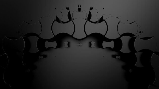 Geometric Shapes Form a Wave. Abstract motion, two color, 3d rendering, 4k resolution
