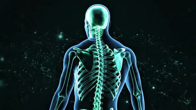 Ultra-Realistic Full Body Male X-Ray CT Scan Visualization, Neon Green Emerald Skeleton, Futuristic Medical Imaging, Cinematic 4K Rotation RenderUltra Detailed 4K