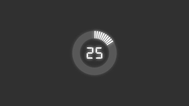 Digital countdown clock timer in 30 seconds to zero second, Minimal countdown timer animation from 0 to 30 seconds.