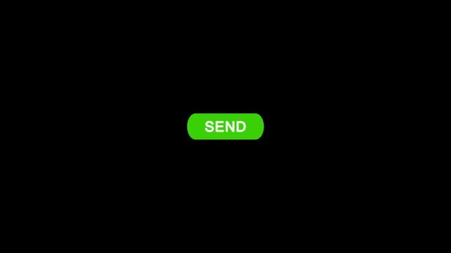 Click on send button with computer arrow cursor, Button Click or press apply button on transparent background. Perfect for vlog assets. animation template for video editing 4k alpha channel included.