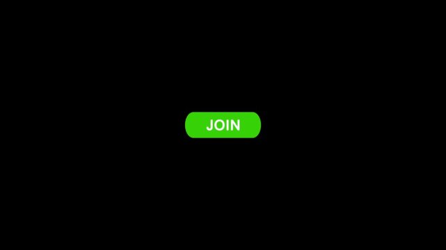 Click on join button with computer arrow cursor, Button Click or press apply button on transparent background. Perfect for vlog assets. animation template for video editing 4k alpha channel included.