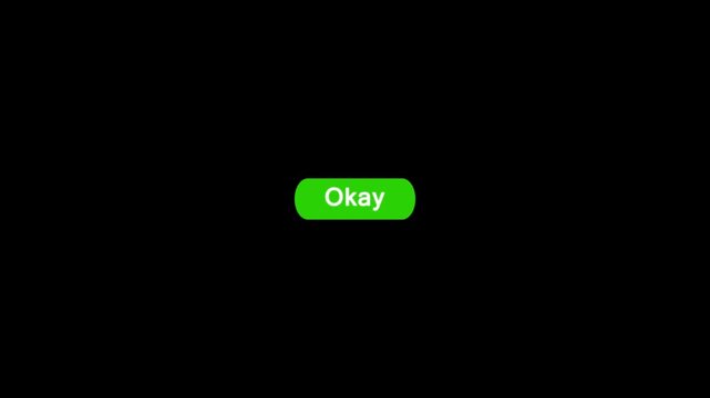 Click on okay button with computer arrow cursor, Button Click or press apply button on transparent background. Perfect for vlog assets. animation template for video editing 4k alpha channel included.