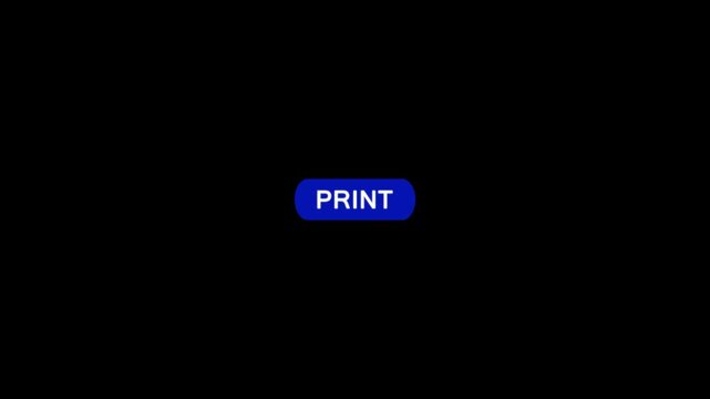 Click on print button with computer arrow cursor, Button Click or press apply button on transparent background. Perfect for vlog assets. animation template for video editing 4k alpha channel included.