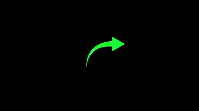Green arrow rising transparent channel. Abstract arrow growth chart of economy icon red color animated down to up arrow animation direction animation. on black background.