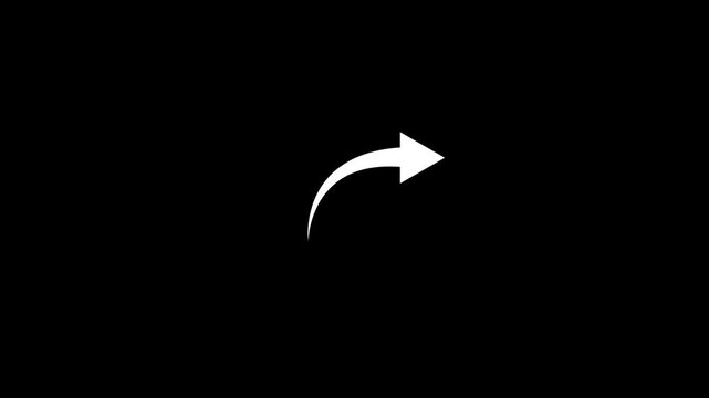 White arrow rising transparent channel. Abstract arrow growth chart of economy icon red color animated down to up arrow animation direction animation. on black background.