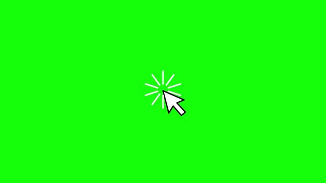 Mouse Click Cursor Loop Animation with Burst Effect on Green Screen