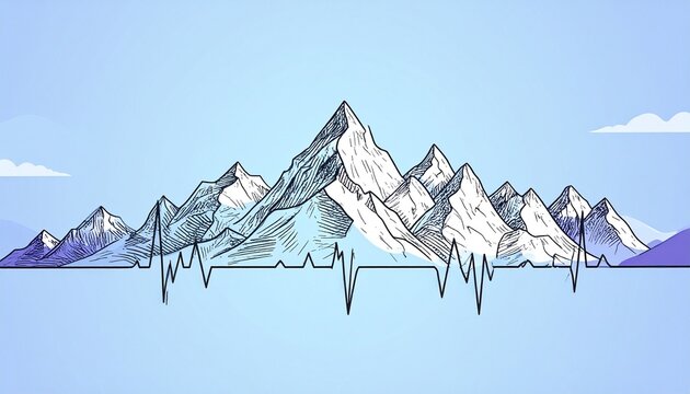 Majestic snow capped mountain peaks under clear blue sky.