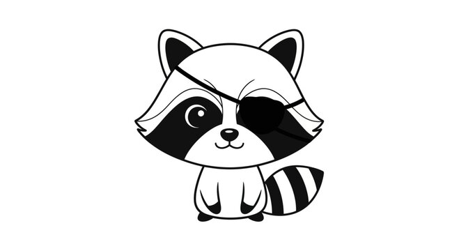Cute cartoon raccoon wearing a pirate eye patch.