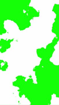 Vertical format abstract ink blot transition revealing content on green screen background, seamless loop
