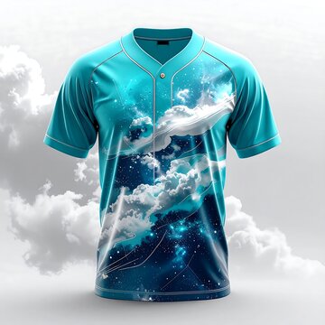 Blue hoodie with galaxy print design.