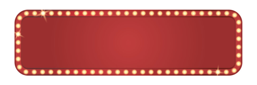 Retro light box frame border with glowing bulbs, Festive Sale red shining marquee banner poster