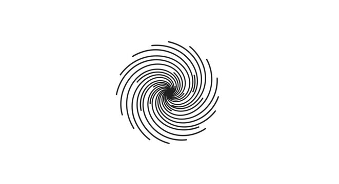 Black and white spiral graphic shape.