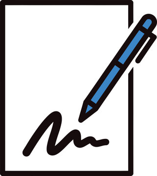 Blue pen signing on paper