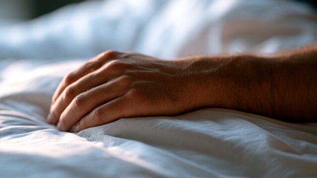 Relaxed Bare Hand Resting White Linen Soft Morning Light