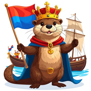 Cartoon elephant dressed as pirate captain.