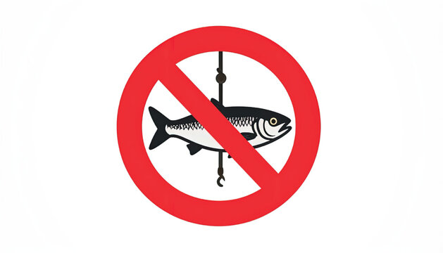 No Fishing Sign with Fish Image.