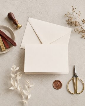 Papier &agrave; lettres &eacute;l&eacute;gant avec enveloppes cachet de cire et accessoires