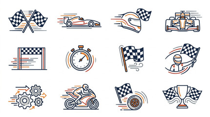 Obraz premium Motorsport and Racing Icons Collection