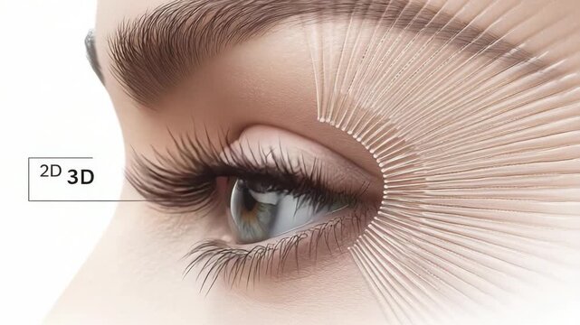 selective focus lash artist applying 2d and 3d volume lash extensions using fan shaped technique