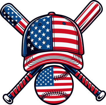 Baseball American Flag Lax Cap Bat Png svg, Patriotic Sports Png svg, American flag baseball png svg