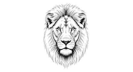 Lion Head Outline Vector Illustration © Dongane