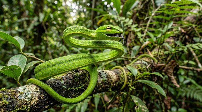 viper snake on tree branch