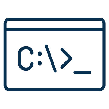 Professional vector illustration of a terminal command prompt window icon featuring a classic C drive directory path symbol, perfect for software development, coding, and system administration.
