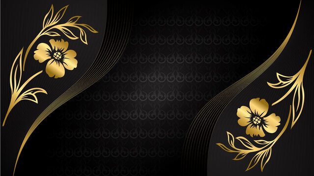 Elegant Gold Floral Ornaments on Black for Luxury Design